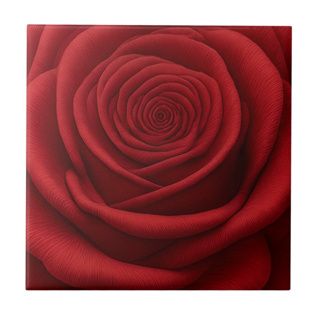 Carreau de céramique - Fleur de rose rouge (Devant)
