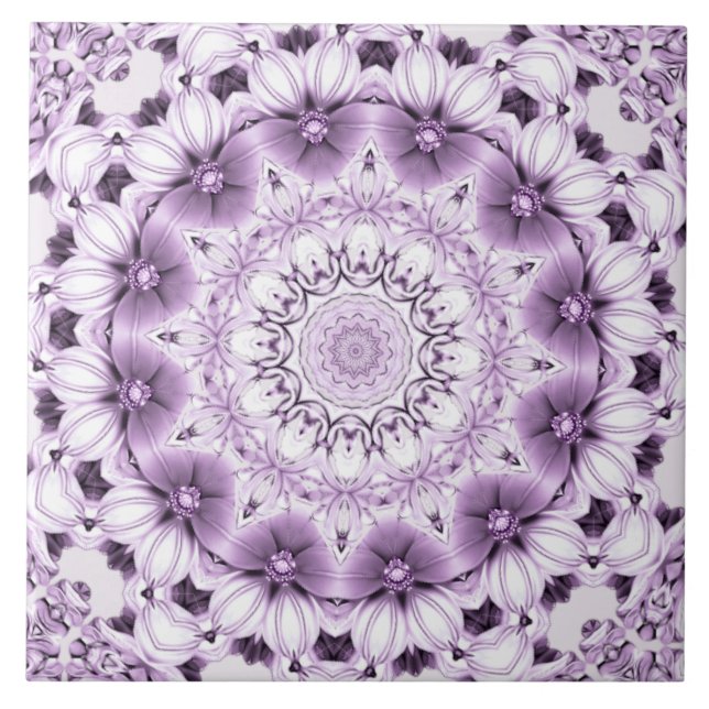 Carreau de céramique Fleurs Violettes Élégantes (Devant)