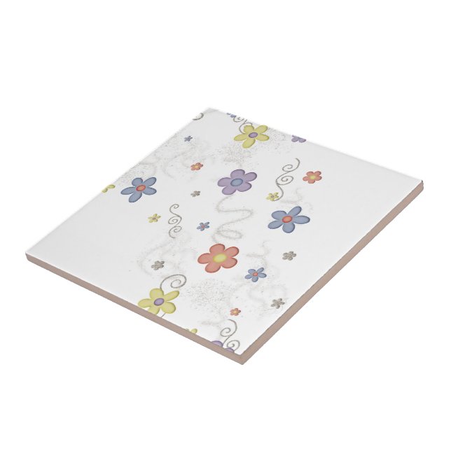 Carreau de céramique floral fleurs  (Côté)