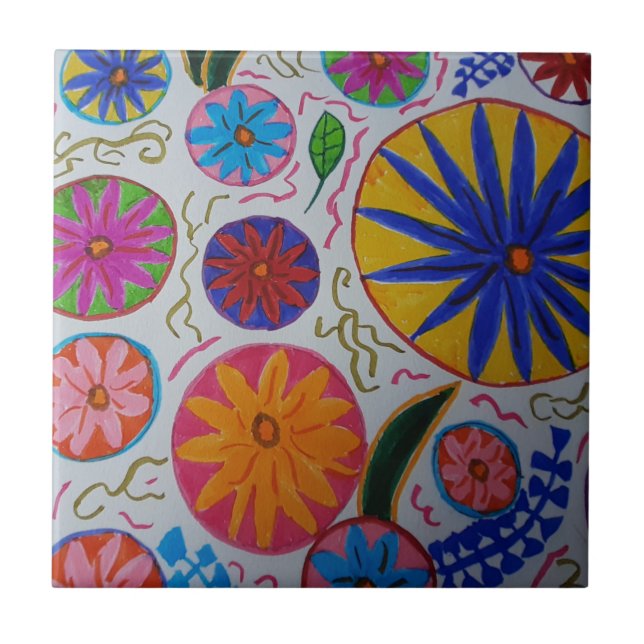 Carreau de céramique floral moderne (Devant)