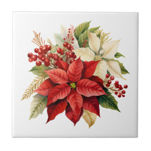 Carreau de céramique floral Poinsettia de vacances