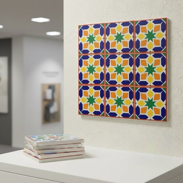 Carreau de céramique géométrique marocain vibrant  (Créateur téléchargé)