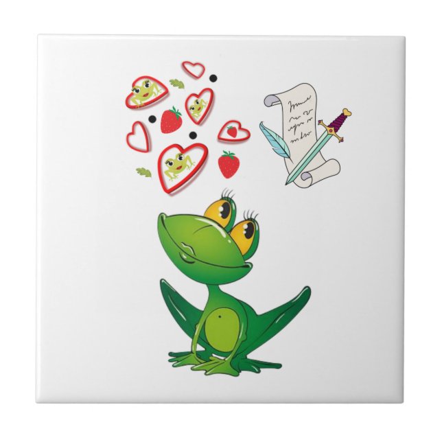 Carreau de céramique Grenouille en notes d'amour A (Devant)