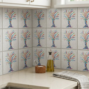 Carreau de céramique gris Arbre de Vie