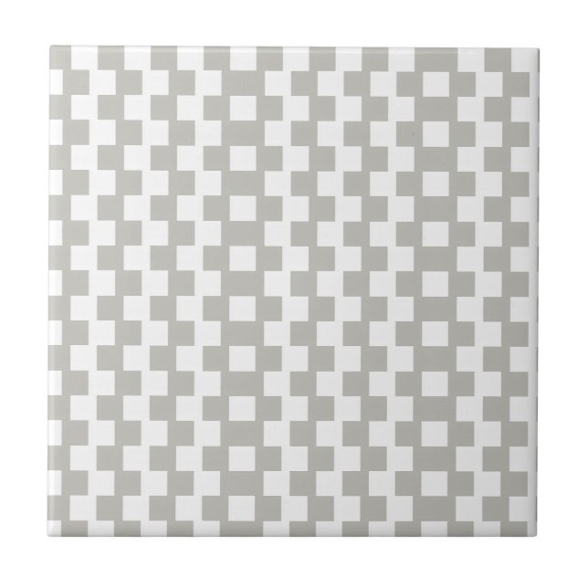 Carreau de céramique gris et blanc à rayures carré (Devant)
