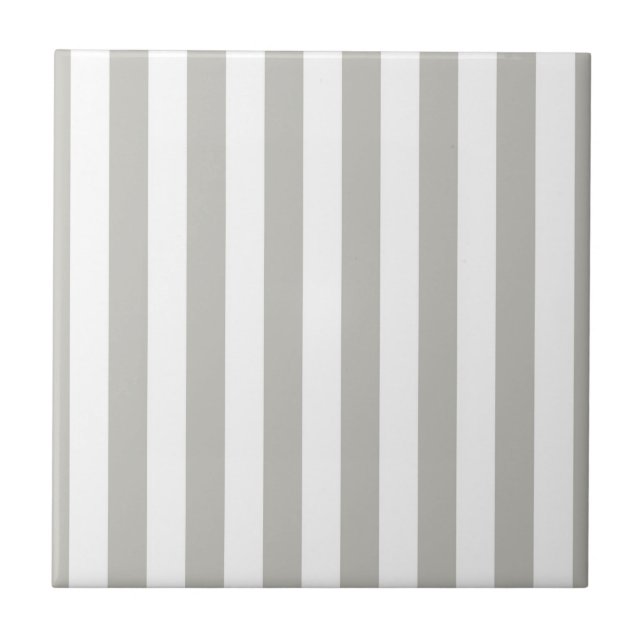 Carreau de céramique gris et blanc à rayures carré (Devant)