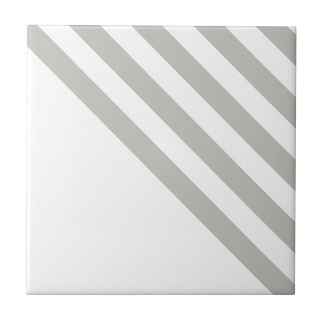 Carreau de céramique gris et blanc à rayures carré (Devant)