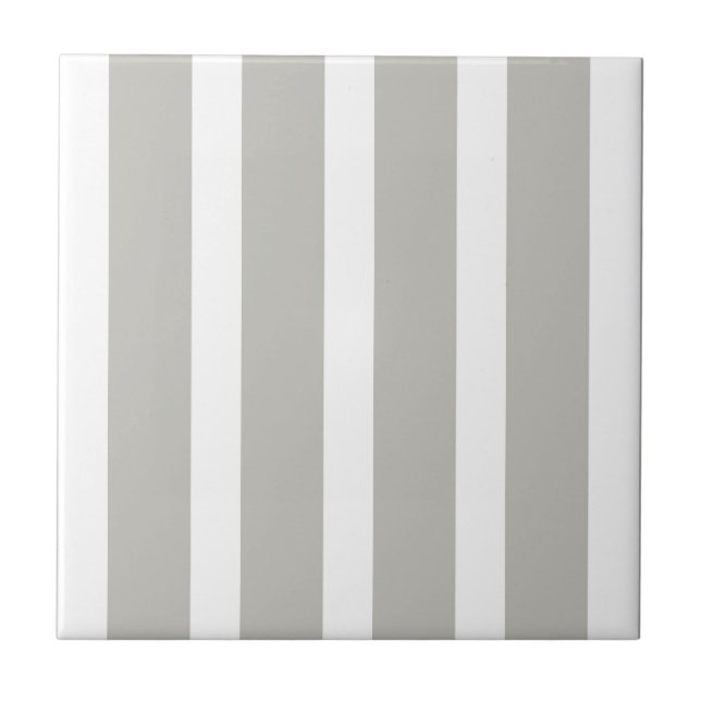 Carreau de céramique gris et blanc rayé carré (Devant)