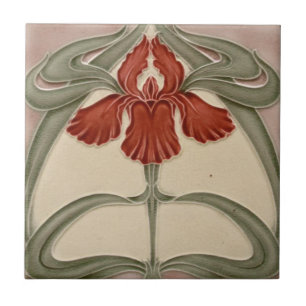 Carreau de céramique - Iris Art Nouveau Floral Ora