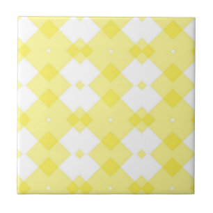 Carreau de céramique jaune et blanc à rayures carr