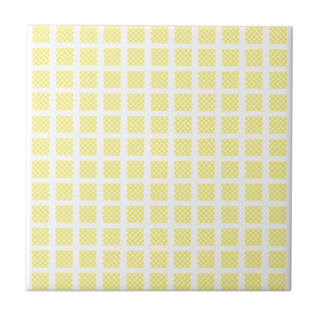 Carreau de céramique jaune et blanc à rayures carr (Devant)