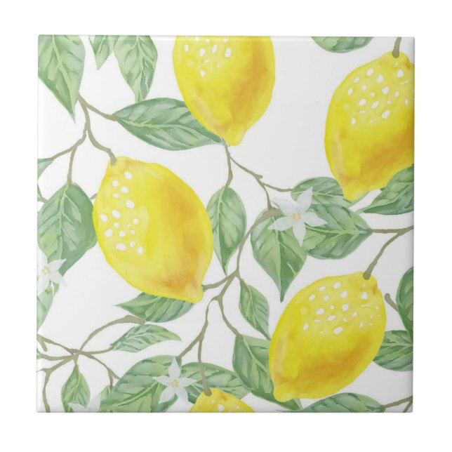Carreau de céramique jaune et blanc Lemon  (Devant)