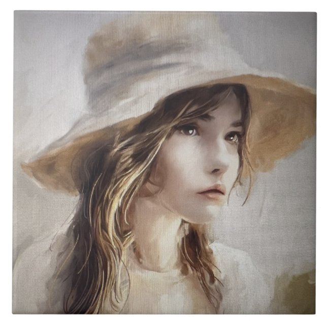 Carreau de céramique Jeune Femme (Devant)