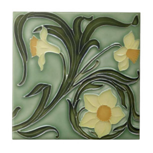 Carreau de céramique - Jonquilles Art nouveau