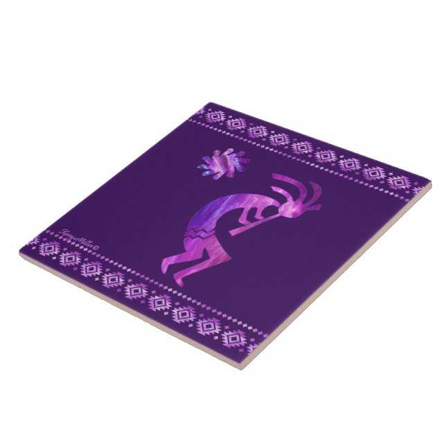 Carreau de céramique Kokopelli violet (Côté)