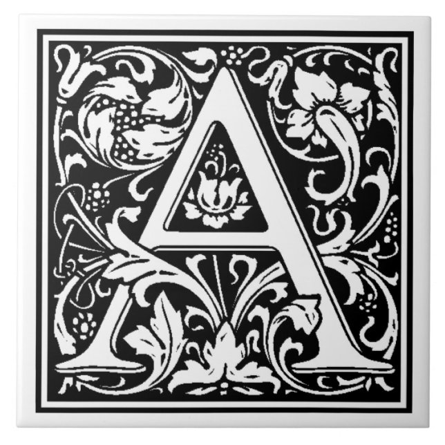 Carreau de céramique - Lettre A monogramme (Devant)