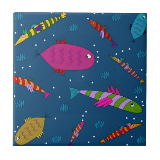 Carreau de céramique lunatique de poissons
