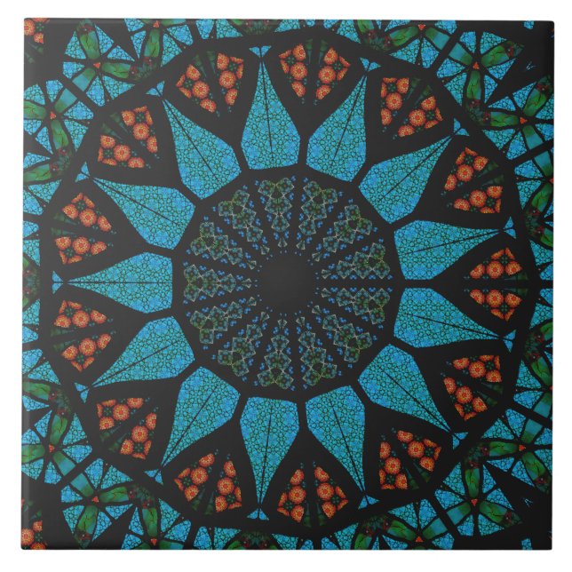 Carreau de céramique mandala décoratif (Devant)