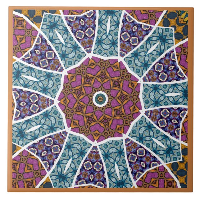 Carreau de céramique mandala décoratif (Devant)