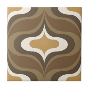 Carreau de céramique marron à motif rétro