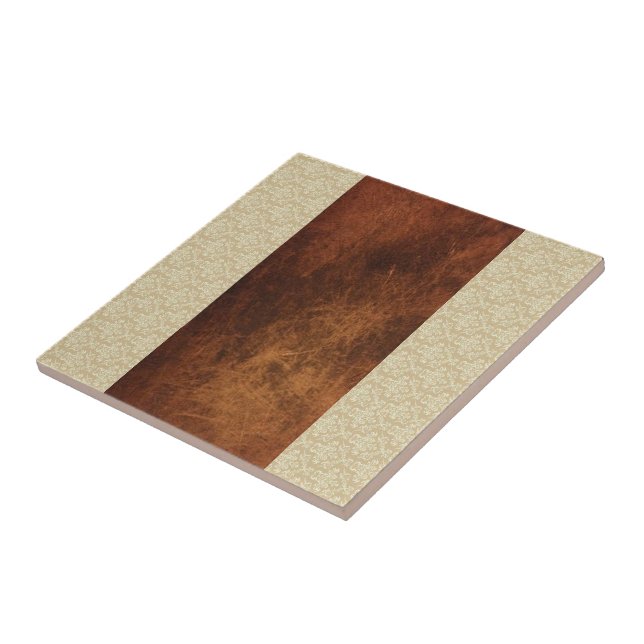 Carreau de céramique marron et beige  (Côté)