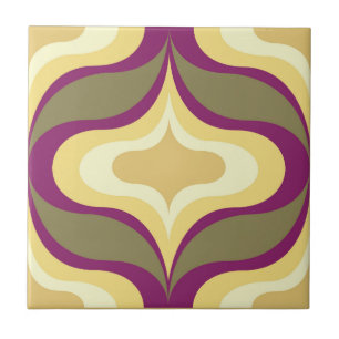 Carreau de céramique marron vert à motif rétro