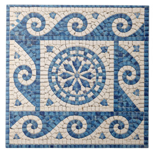 Carreau de céramique méditerranéen en mosaïque ble