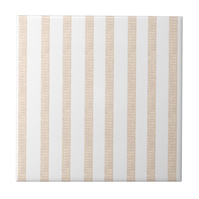 Carreau de céramique moderne classique beige rayé  (Devant)