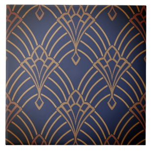 Carreau de céramique - motif d'éventail Art Déco o