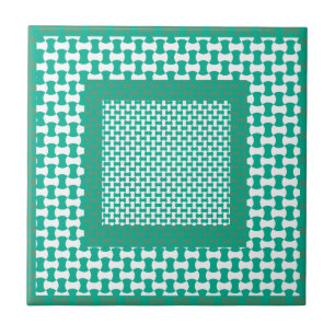 Carreau de céramique, motif géométrique de vert