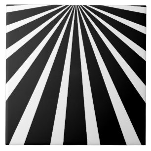 Carreau de céramique noir blanc rayons de soleil d