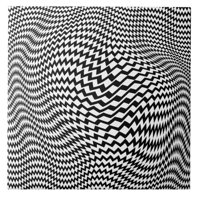 Carreau de céramique noir et blanc Op Art hypnotiq (Devant)
