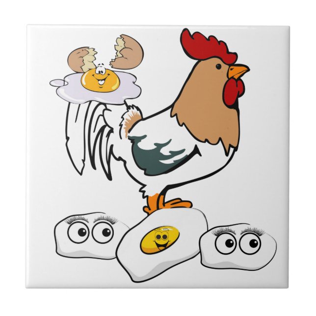 Carreau de céramique Œufs blancs de poule (Devant)