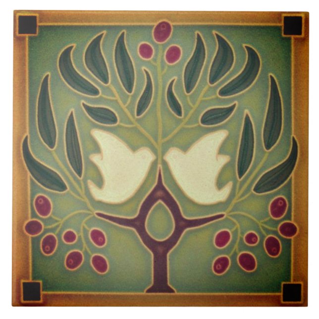 Carreau de céramique - Oiseaux de l'amour (Devant)