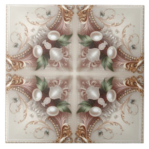 Carreau de céramique orné de perles