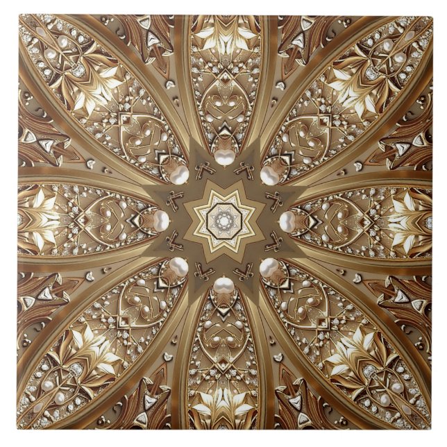 Carreau de céramique orné doré (Devant)