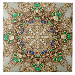 Carreau de céramique orné doré élégant