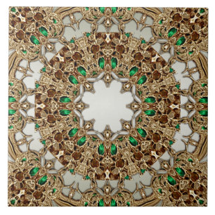 Carreau de céramique orné doré élégant