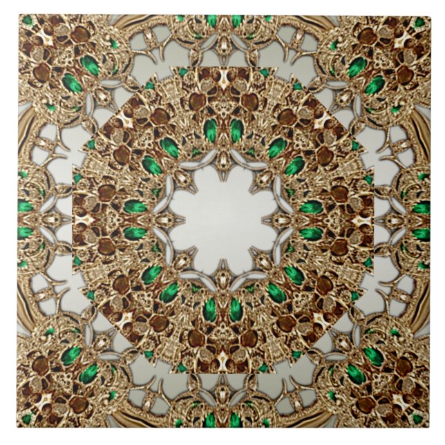Carreau de céramique orné doré élégant (Devant)