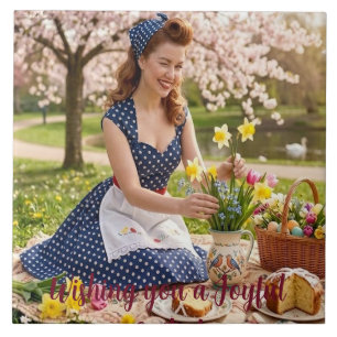 Carreau de céramique : Pique-nique de Pâques (styl