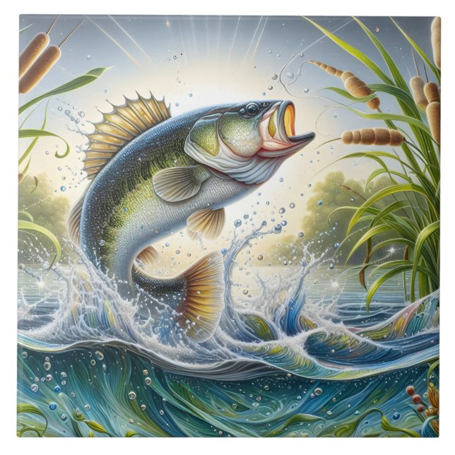 Carreau de céramique poisson bar (Devant)