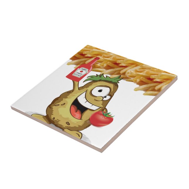 Carreau de céramique pomme de terre frites ketchup (Côté)