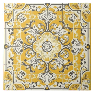 Carreau de céramique portugais jaune sans couture