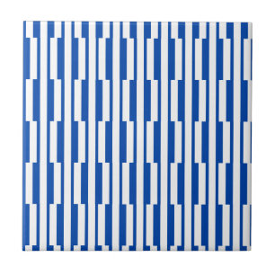Carreau de céramique rayé bleu et blanc