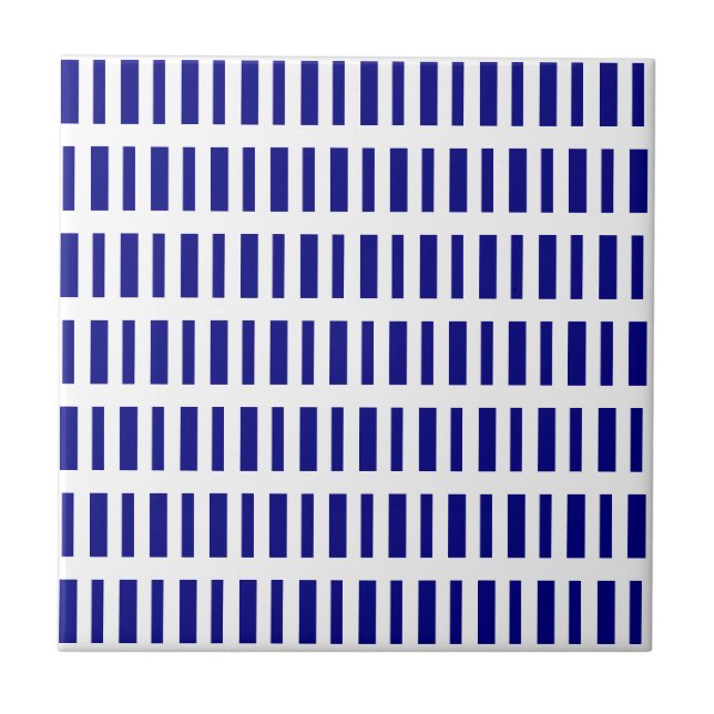 Carreau de céramique rayé bleu et blanc (Devant)