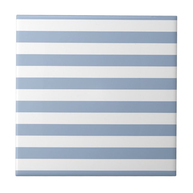 Carreau de céramique rayé bleu et blanc (Devant)
