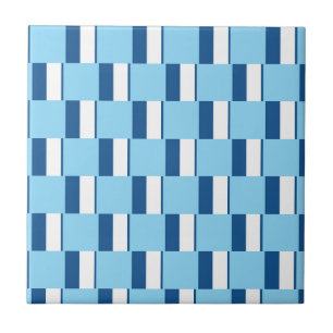 Carreau de céramique rayé bleu et blanc