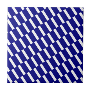 Carreau de céramique rayé bleu et blanc