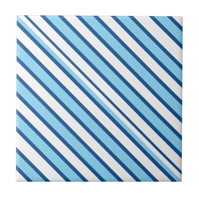 Carreau de céramique rayé bleu et blanc (Devant)