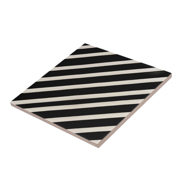 Carreau de céramique rayé noir et beige (Côté)